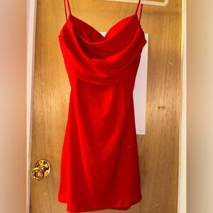 sparkly red windsor dress